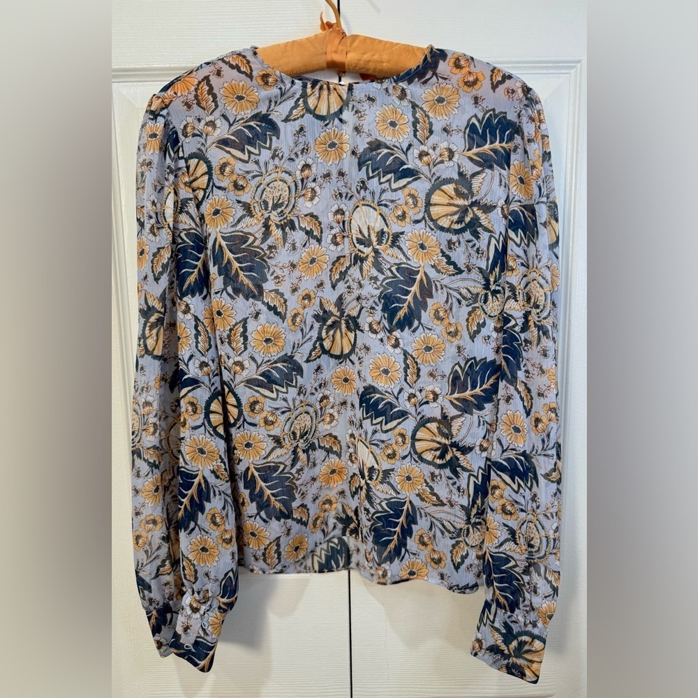 Roller Rabbit Floral Long Sleeve Blouse Top Size Small EUC